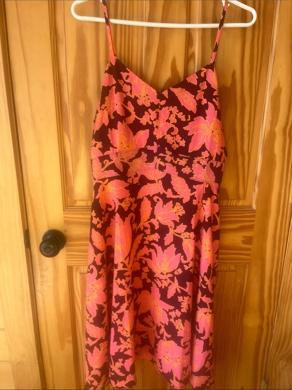 Loft Floral Pink & Brown Spaghetti Strap Sundress - - Size 6